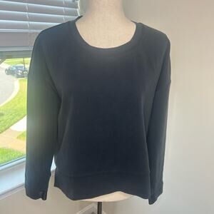 Athleta Cropped Sweatshirt Size Medium Black Sport Athletic